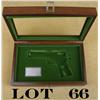 Image 1 : Custom wood and glass display case for a Colt  1911 style semi-auto pistol in overall very  good con