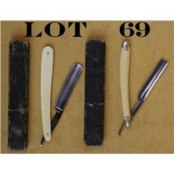 Two antique straight razors with period two  piece boxes; the first is a Charles Adair,  Danville, I