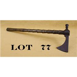 Tomahawk with a French style head approx. 8”  overall and appearing to be circa later 18th  century/
