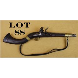 Interesting mid-eastern style flintlock trade  type pistol, .52 cal., 12” barrel,  ornamentation on 