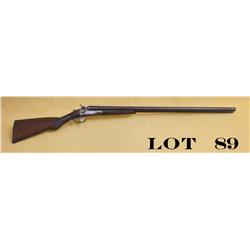 Spencer Gun Co. exposed hammer SxS shotgun,  12 gauge, 30” barrel, brown patina finish,  checkered w