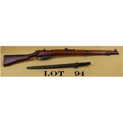Enfield MK III bolt-action military style  rifle, import marked with bayonet and  scabbard, .303 cal
