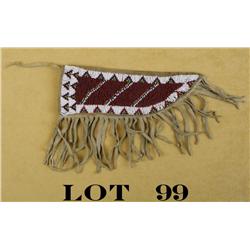 Indian style beaded knife scabbard approx.  10” overall and approx. 3” wide in overall  very good co