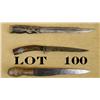 Image 2 : Lot of three misc. well-worn knives in  overall fair condition; one is made from a  file, on from an