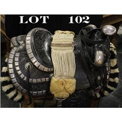 Ornate highly silver mounted parade saddle  circa 1930s to 1950s by MacPherson of Los  Angeles in ov