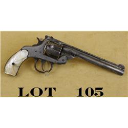 Harrington and Richardson DA top break  revolver, .38 cal., 6” barrel, nickel finish,  pearl grips, 