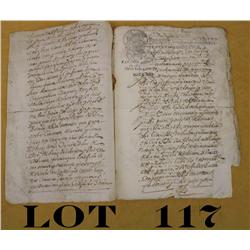 Rare five page hand written Spanish Colonial  legal document regarding a Convent in Peru in  overall