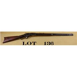 Winchester Model 1873 lever action rifle, .44  cal., 24” barrel, blue finish, wood stocks,  #374844B