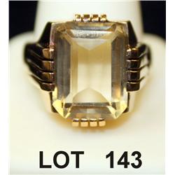 Art Deco period man’s 10-14kt gold ring size  12 – 14, mounted with cushion cut nicely cut  citrine.