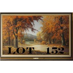 Beautiful Texas landscape entitled "Autumn  Leaves" by noted Texas artist Jack Bryant.  Approx. 30" 