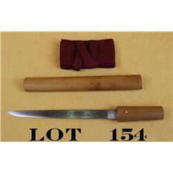 Japanese Tanto in sira siya showing near  perfect polish, fancy hibachi, interesting  decorations on