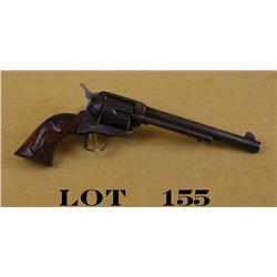 Colt SAA revolver, .45 cal., 7-1/2” barrel,  brown finish, custom raised carved wood grips  with hor