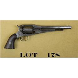 Remington New Model 1858 percussion revolver,  .44 cal., 8” octagon barrel, patina finish,  wood gri