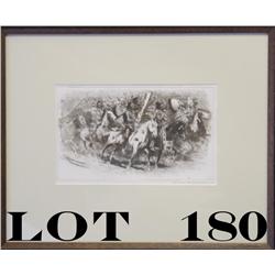 Framed and matted print signed in pencil by  noted Western artist Edward Borein entitled  “Crow Sing