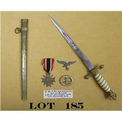 Original German submariner Naval dagger with  metal sheath approx. 16-1/2” overall and an  approx. 1