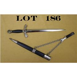 Original German First Model Luftwaffe dagger  and sheath with chain and hanger approx. 19”  overall 