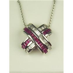 Exquisite 14 karat white gold ladies custom  made necklace channel set with 35 baguette  cut diamond