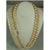 Image 1 : Very high quality ladies opera length strand  of round Natural peach color pearls(Not Dyed)  averagi