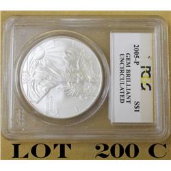 2005 1oz silver US dollar, VGCS graded, gem  brilliant uncirculated. Est: $50 - $100