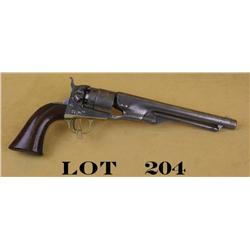 Colt Model 1860 Army percussion revolver,  four screw variation, .44 cal., 8” barrel,  wood grips, #