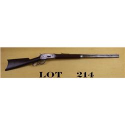 Winchester Model 1886 lever action rifle,  45-90 cal., 26” round barrel, blue finish,  plain wood st
