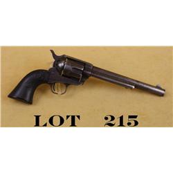 Colt SAA revolver, .45 cal., 7-1/2” barrel,  blue and case hardened finish, checkered  black Colt ha