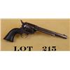 Image 1 : Colt SAA revolver, .45 cal., 7-1/2” barrel,  blue and case hardened finish, checkered  black Colt ha