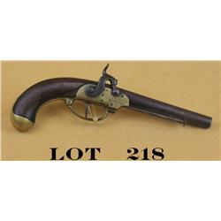Interesting Charleville flintlock converted  to percussion single shot pistol, 7” round  barrel, bra