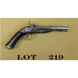 Scandinavian military-style SxS pistol,  converted to percussion from flintlock, .54  cal., 7” round