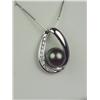 Image 2 : Stunning 14 karat white gold ladies custom  made pendant set with a center round Tahitian  black pea