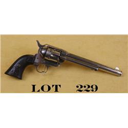 Colt SAA revolver, 44-40 cal., 7-1/2” barrel,  nickel finish, checkered hard rubber eagle  grips, #1