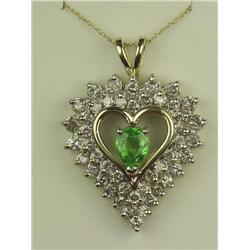 Dazzling 14 karat yellow gold ladies custom  made heart design pendant set with a center  pear shape