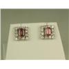 Image 1 : Stunning 14 karat white gold ladies custom  made earrings fine set with two matching pink  tourmalin