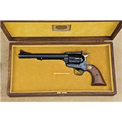 Cased Colt New Frontier SAA revolver, .45  cal., 7-1/2" barrel, blue finish, Colt  medallion wood gr