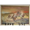 Image 2 : Framed original color oil painting by noted  Western artist Russ Vickers entitled “Run for  the Back