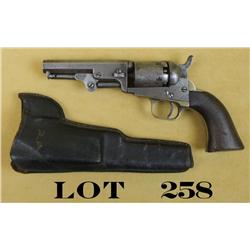 Colt model 1849 Pocket with tooled leather  and brass period holster, .31 caliber  percussion, seria