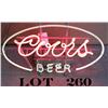 Image 1 : Coors Beer Neon advertising sign, approx. 14”  x 24” in overall good condition at time of  descripti