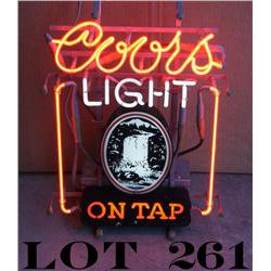 Coors Light on Tap Neon Beer sign, approx.  25” x 15” in overall good condition at time  of descript