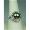 Image 3 : Exquisite 14 karat white gold ladies custom  made ring set with a fine center black  Tahitian pearl 