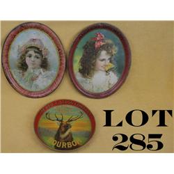 Collectible Beer Tray lot of three old  painted metal trays including: 1) An oval  tray approx. 17” 