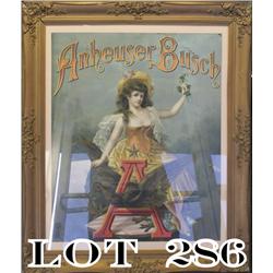 Original framed and matted Anheuser Busch  advertiser approx.  32” x 27” (frame size)  showing a you