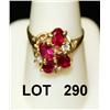 Image 1 : Ladies ring set with four oval rubies  (enhanced) and three diamonds. Est: $600 -  $1,000