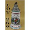 Image 1 : Painted porcelain German military theme beer  stein, approx. 10” in height with a metal  articulatin
