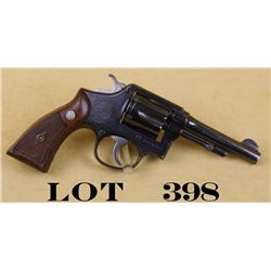 Smith & Wesson 5-screw DA revolver, .38 S&W  Special caliber, 4” barrel, re-blued finish,  checkered