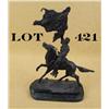 Image 1 : Bronze re-cast of Remington’s “The Buffalo  Signal”, approx. 15” in height on stone base  and approx