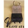 Image 1 : WW II era black military shoulder bag for  ammunition and documents, approx. 8” by 9”  with flap tha