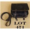 Image 2 : WW II era black military shoulder bag for  ammunition and documents, approx. 8” by 9”  with flap tha