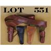 Image 1 : Leather lot including two Western style  single action rigs with cartridge belts and  two “US” marke