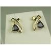 Image 2 : Stylish 14 karat yellow gold ladies custom  design earrings set with two trilliant cut  blue Iolites