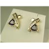 Image 3 : Stylish 14 karat yellow gold ladies custom  design earrings set with two trilliant cut  blue Iolites
